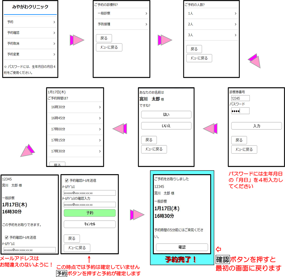 Web予約方法｜敦賀市野神の小児科 みやがわクリニック｜予防接種・乳児